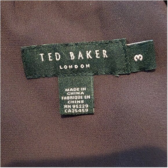 Ted Baker Chocolate Silk A-line Dress Sz 3 (US 8) - Picture 4 of 6